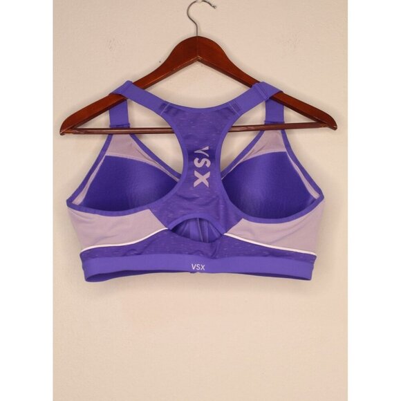 Victoria's Secret X Sport Bra 38D Purple Heather Zipper Front Padded Underwire - Picture 3 of 15